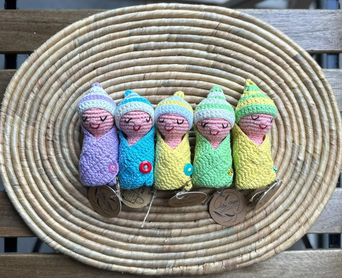 Handmade Sleeping Mini Baby Dolls – Soft Cotton Yarn Plushies, Baby-Friendly Toy, Newborn Gift, Comfort Doll