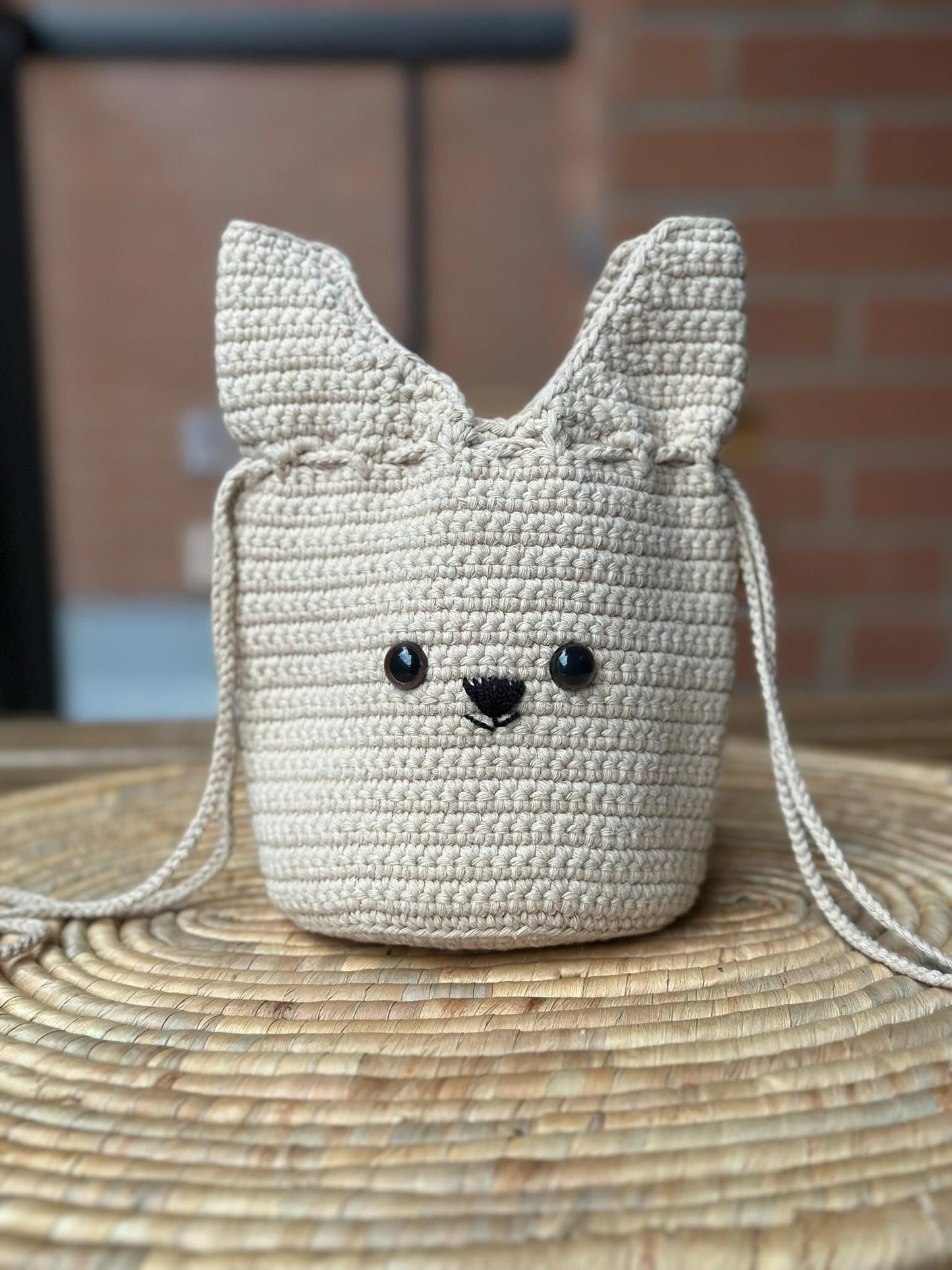 Handmade Crochet Bunny Bag, Cute Cotton Yarn Animal Purse for Kids, Eco-Friendly Gift Idea, 4 Color Options Available
