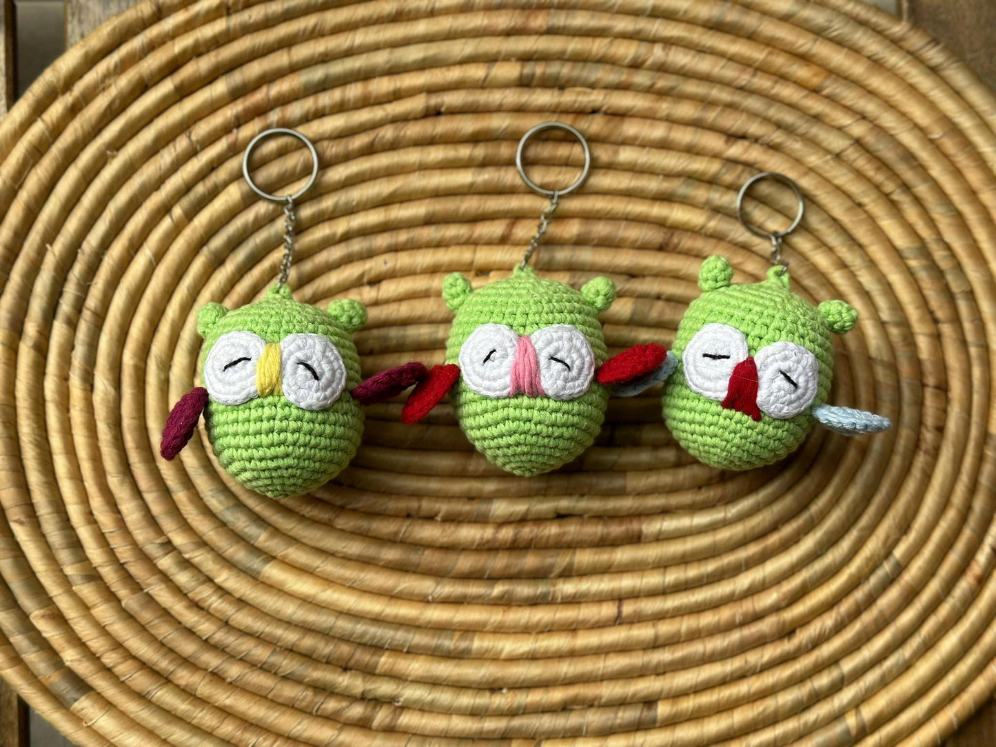 Handmade Owl Cotton Yarn Keychain, Crochet Figured Keychain, Handmade Boho Keyring, Cute Gift Idea