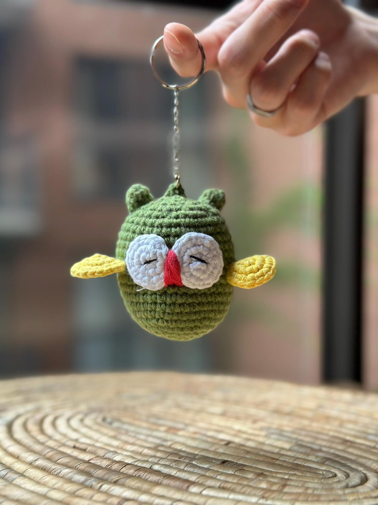 Handmade Owl Cotton Yarn Keychain, Crochet Figured Keychain, Handmade Boho Keyring, Cute Gift Idea
