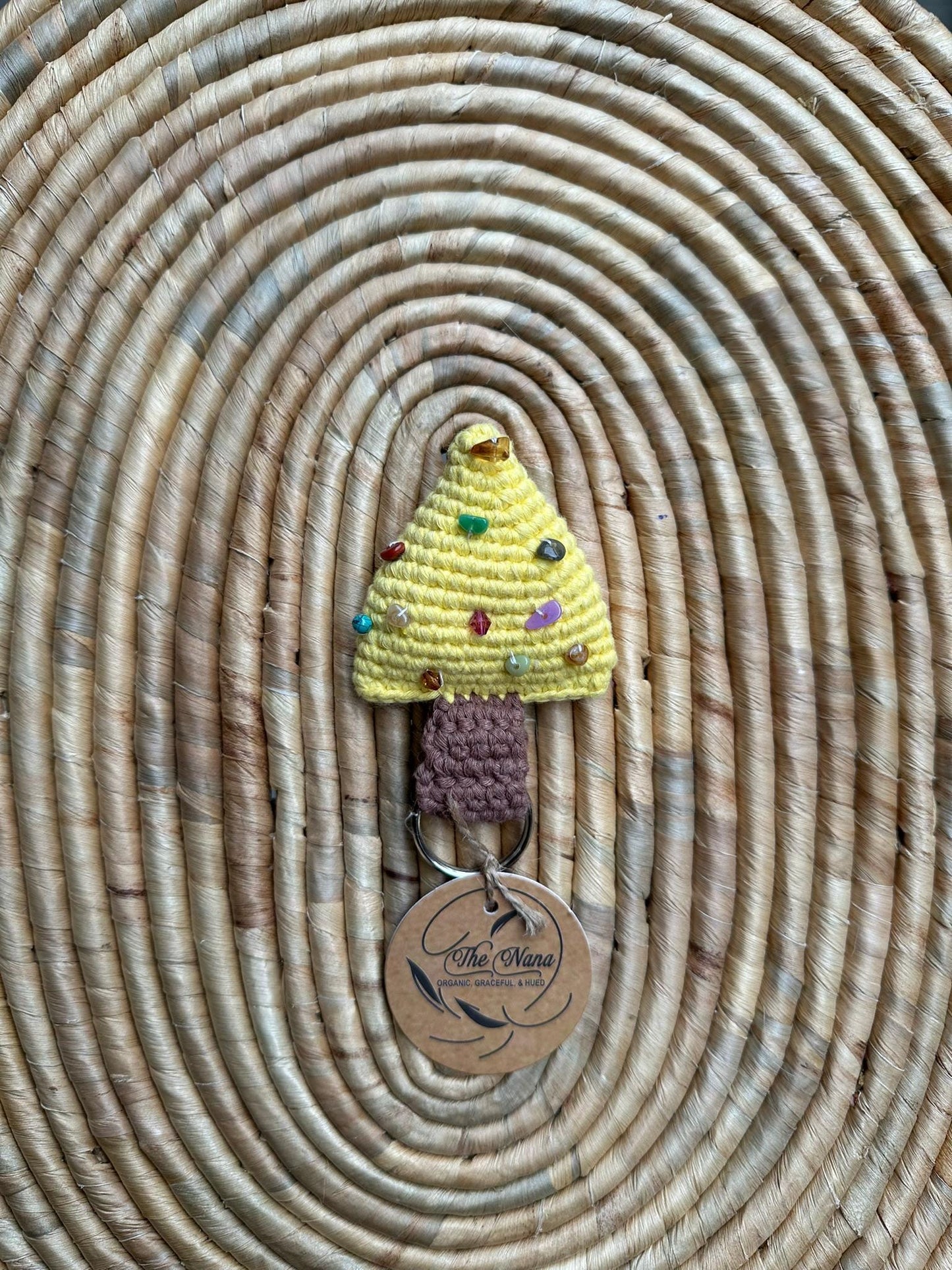 Handmade Christmas Tree Keychain, Crochet Holiday Ornament, Cotton Yarn Keyring, Festive Gift Idea, Xmas Stocking Stuffer