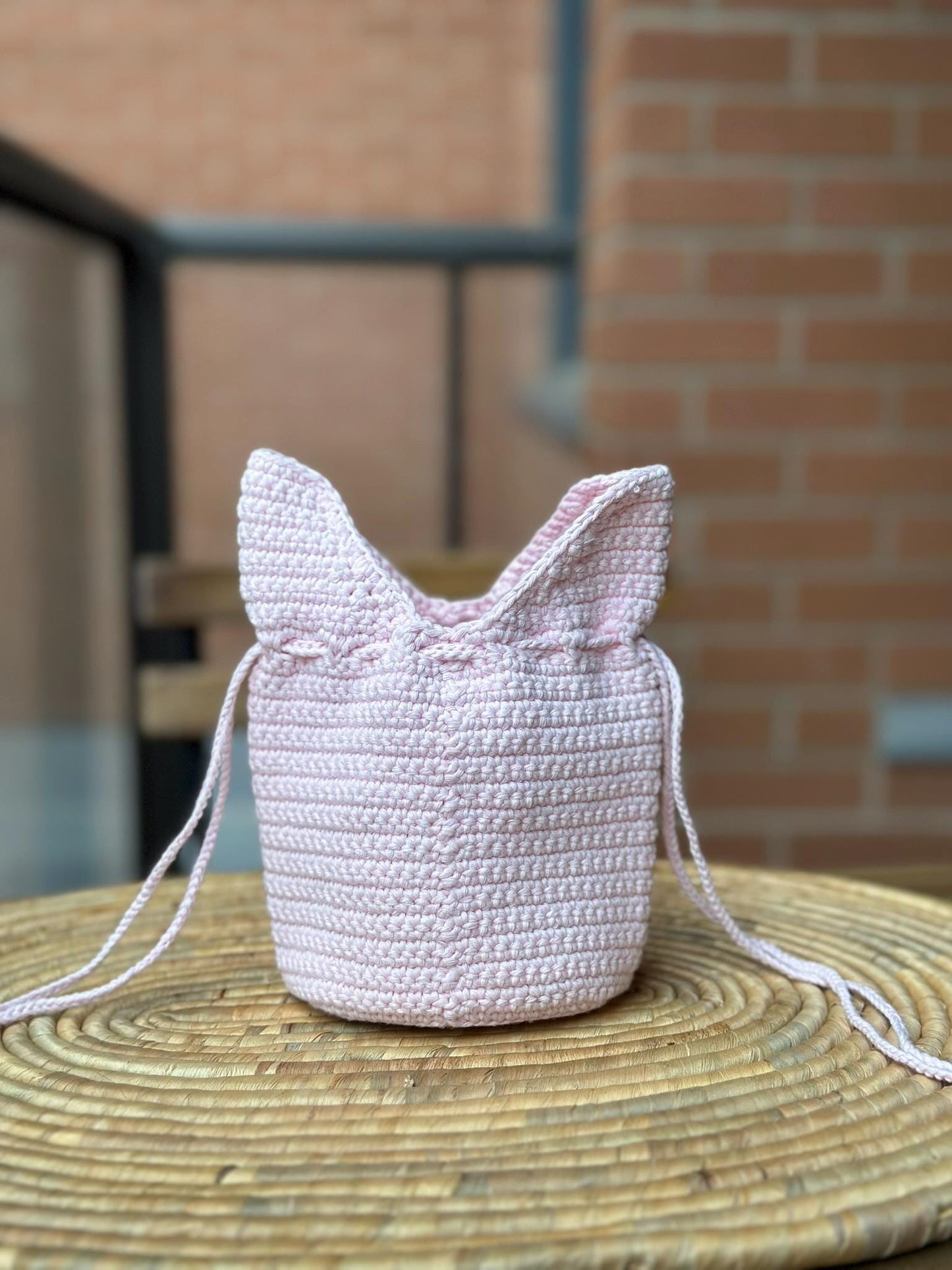 Handmade Crochet Bunny Bag, Cute Cotton Yarn Animal Purse for Kids, Eco-Friendly Gift Idea, 4 Color Options Available