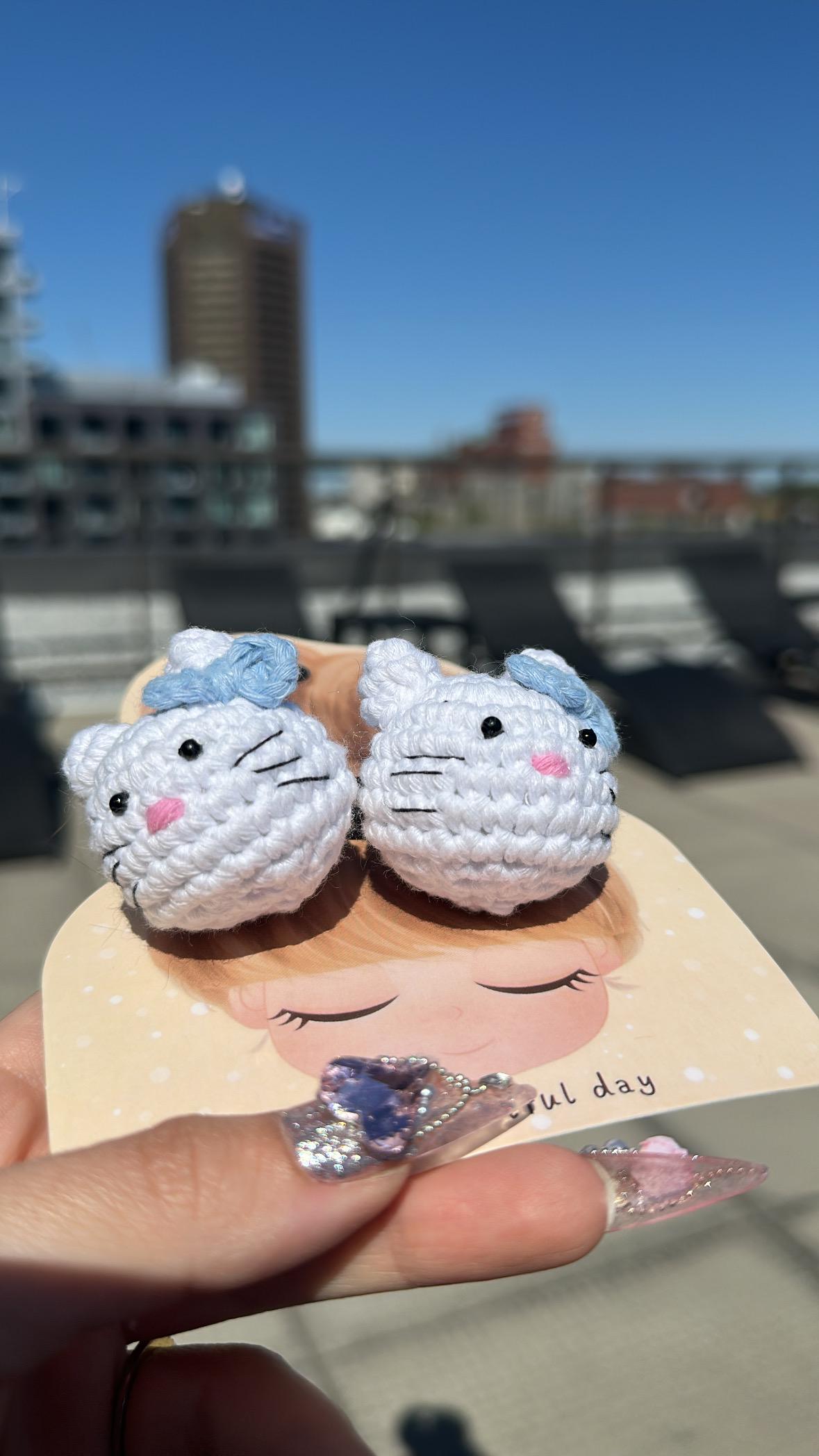 Handmade Cotton Kitty Hair Ties, Crochet Hello Kitty, School-aged children Cute and Soft Cat Hair Accessories, Handcrafted, Amigurumi