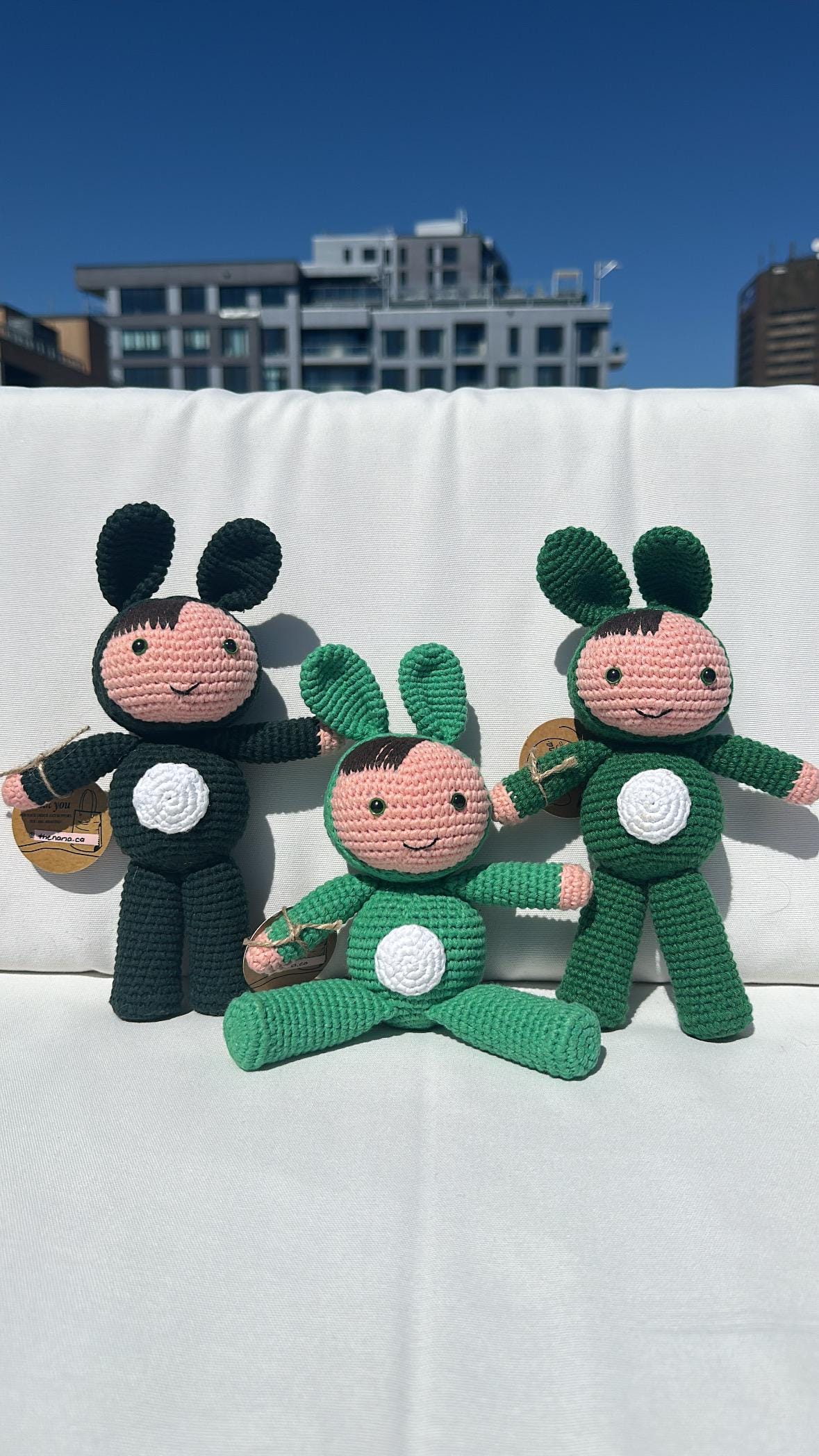 Handmade Crochet Bunny Doll, Soft Cotton Yarn Plush Toy, Eco-Friendly Baby Gift, Cute Knit Animal in 3 Color Options, Kids Gift