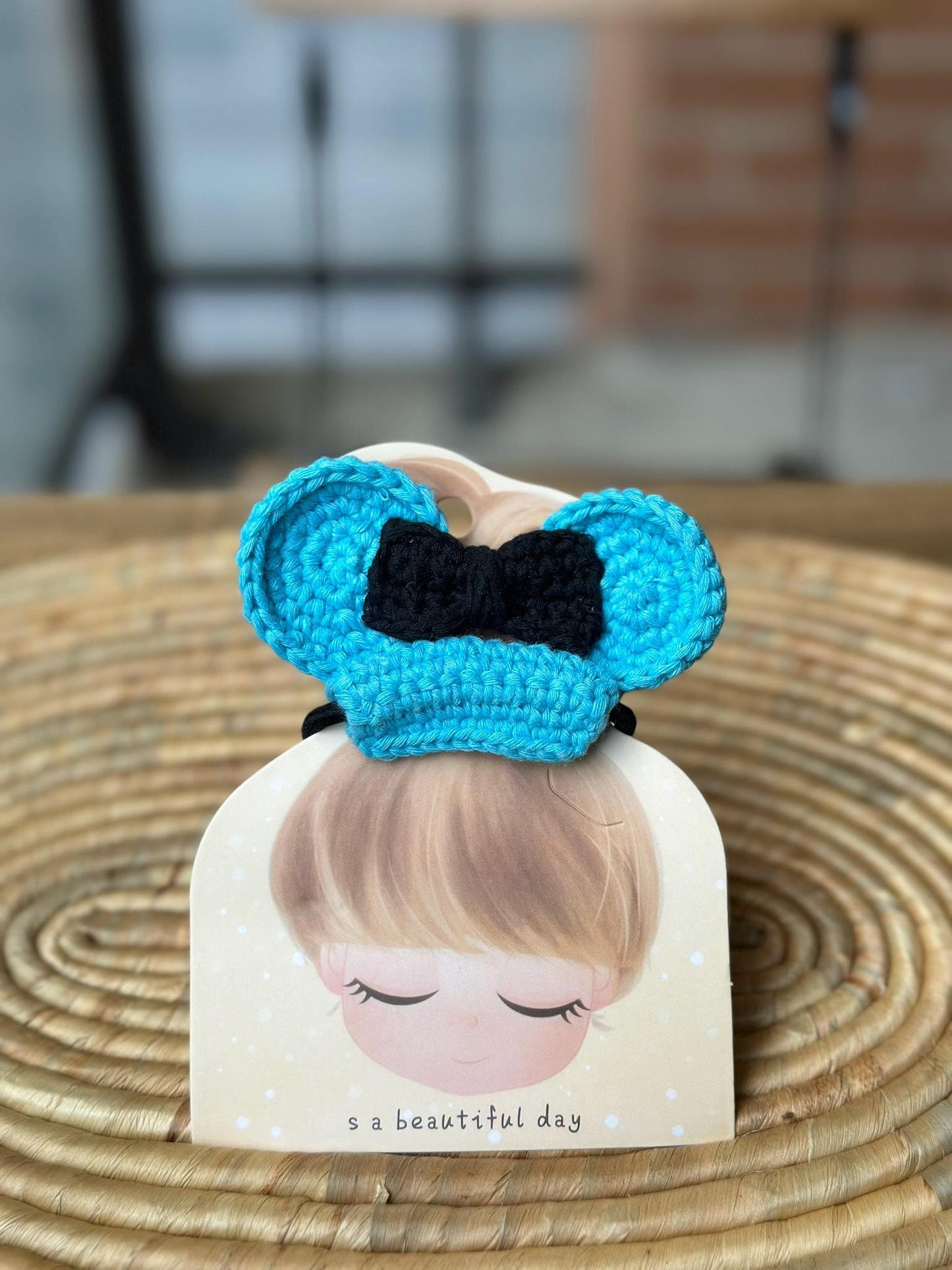 Handmade Crochet Minnie Hair Tie, Handmade Cotton Yarn Bow Hair Accessories, Crocheted, Handmade, Minnie Mouse