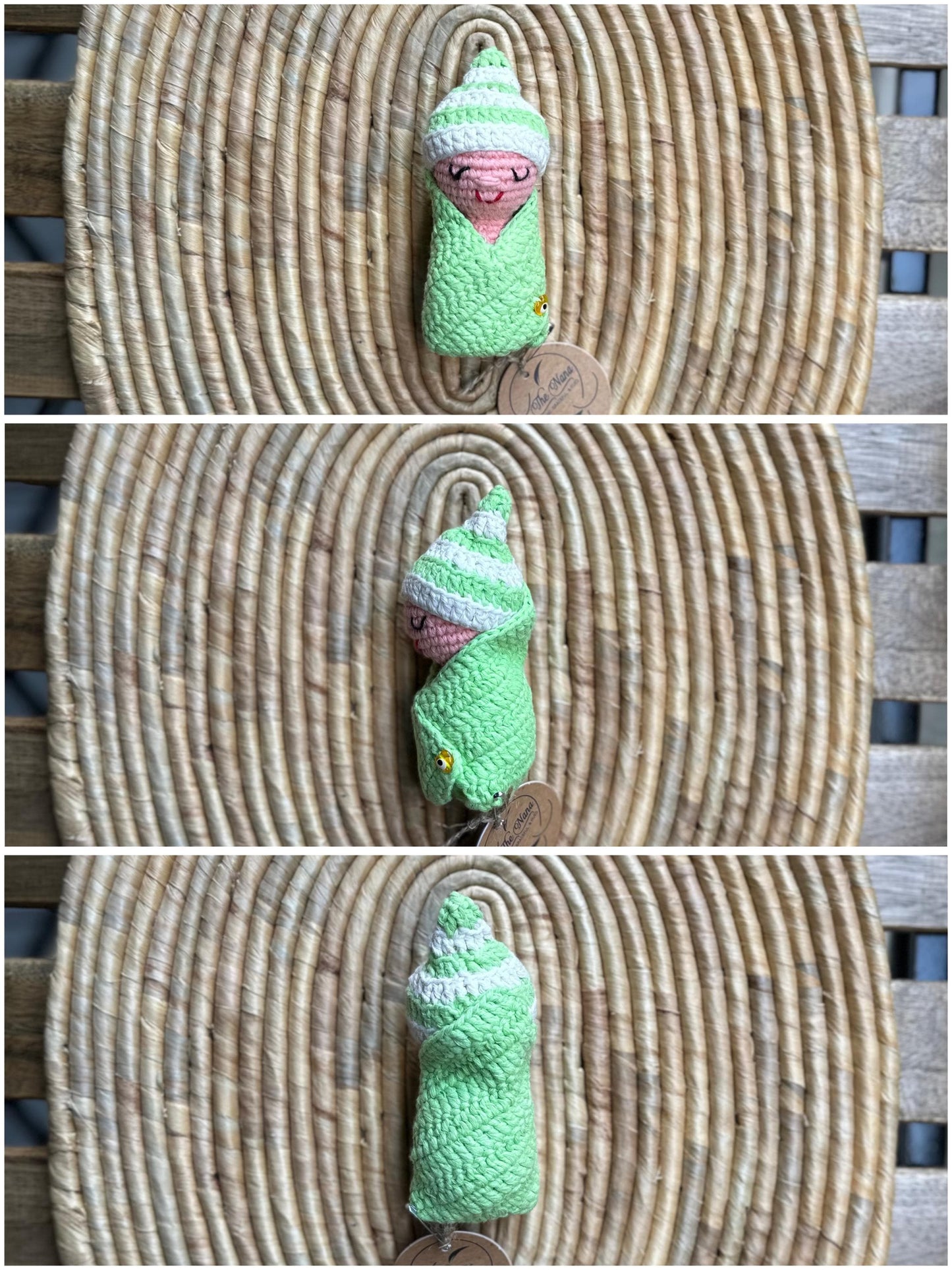Handmade Sleeping Mini Baby Dolls – Soft Cotton Yarn Plushies, Baby-Friendly Toy, Newborn Gift, Comfort Doll