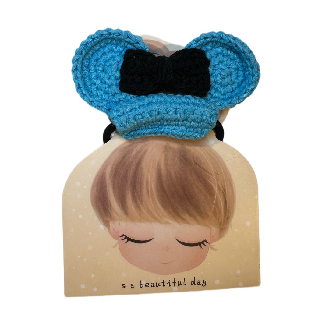 Handmade Crochet Minnie Hair Tie, Handmade Cotton Yarn Bow Hair Accessories, Crocheted, Handmade, Minnie Mouse