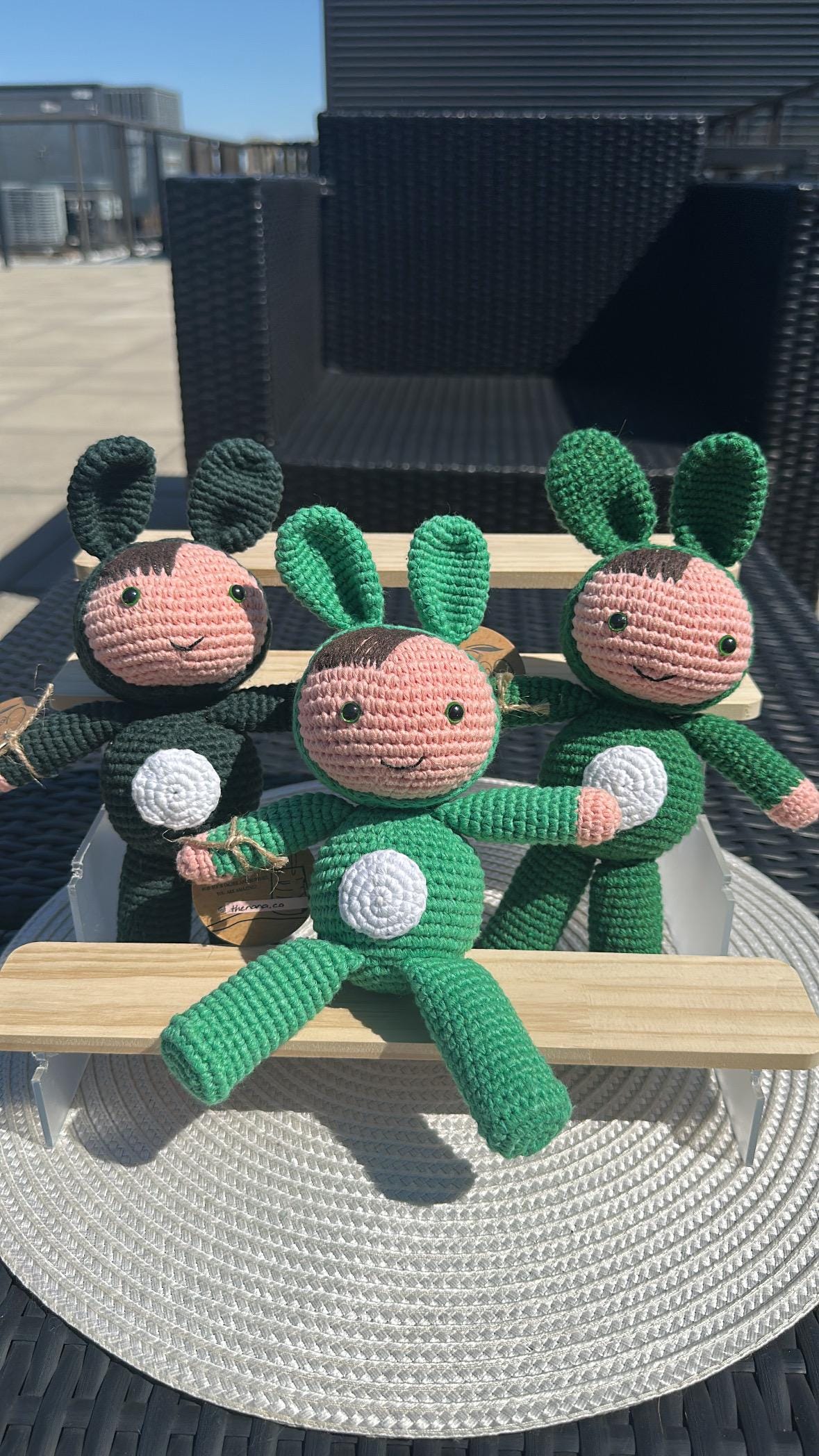 Handmade Crochet Bunny Doll, Soft Cotton Yarn Plush Toy, Eco-Friendly Baby Gift, Cute Knit Animal in 3 Color Options, Kids Gift