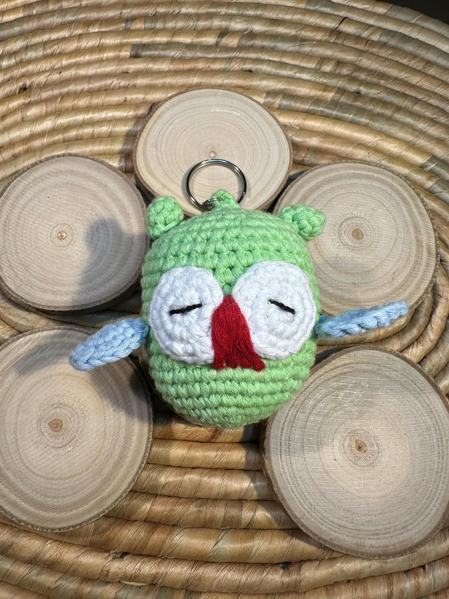 Handmade Owl Cotton Yarn Keychain, Crochet Figured Keychain, Handmade Boho Keyring, Cute Gift Idea