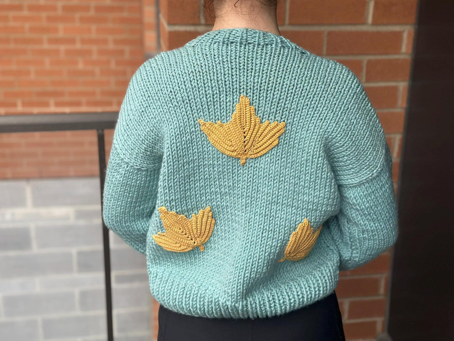 Hand-Knitted Maple Leaf Cardigan - 100% Cotton - Canadian Spirit, Leaf Embroidery Sweater, Crochet Canada Flag Gifts, Knitting