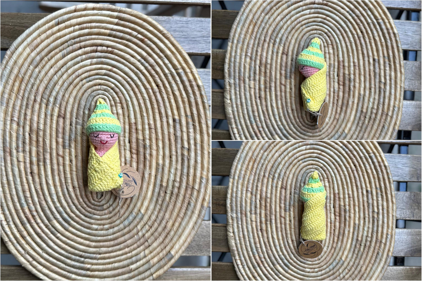 Handmade Sleeping Mini Baby Dolls – Soft Cotton Yarn Plushies, Baby-Friendly Toy, Newborn Gift, Comfort Doll