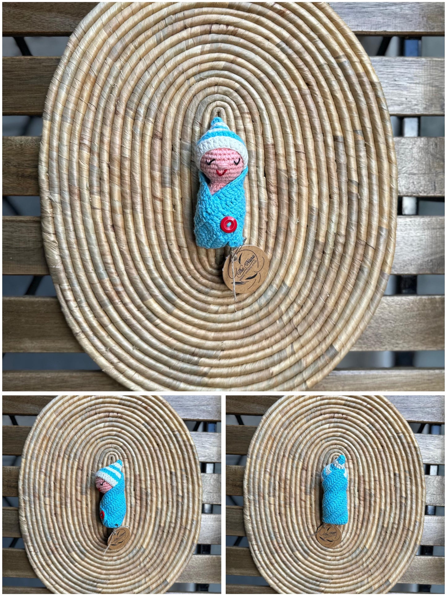Handmade Sleeping Mini Baby Dolls – Soft Cotton Yarn Plushies, Baby-Friendly Toy, Newborn Gift, Comfort Doll