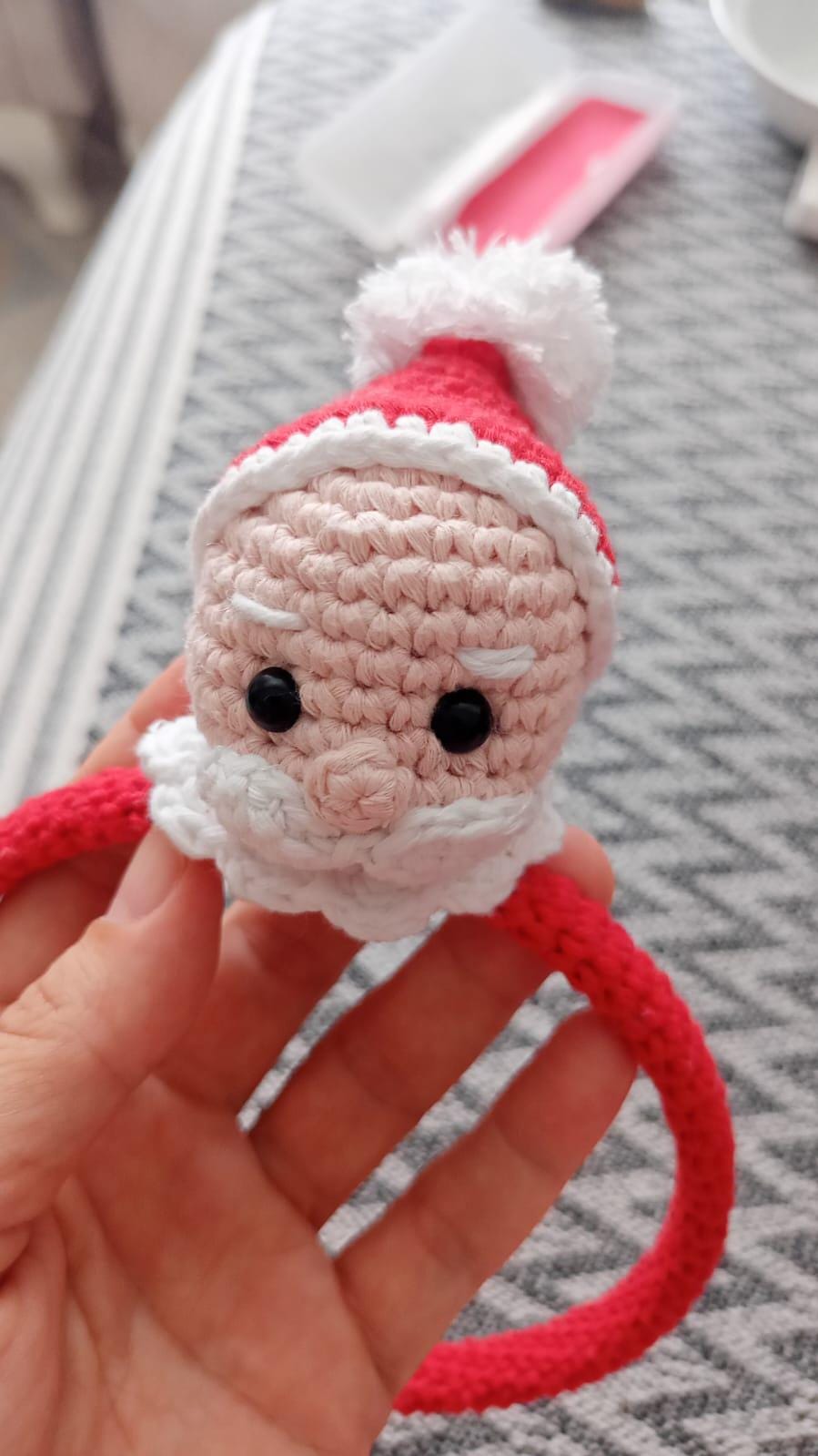 Handmade Crochet Santa Claus Hairband, Festive Cotton Yarn Christmas Headband, New Year, Gift