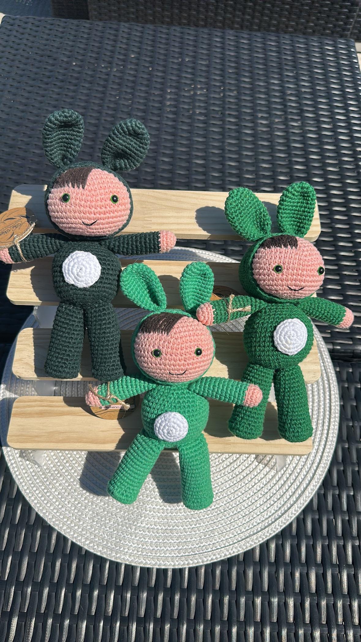Handmade Crochet Bunny Doll, Soft Cotton Yarn Plush Toy, Eco-Friendly Baby Gift, Cute Knit Animal in 3 Color Options, Kids Gift