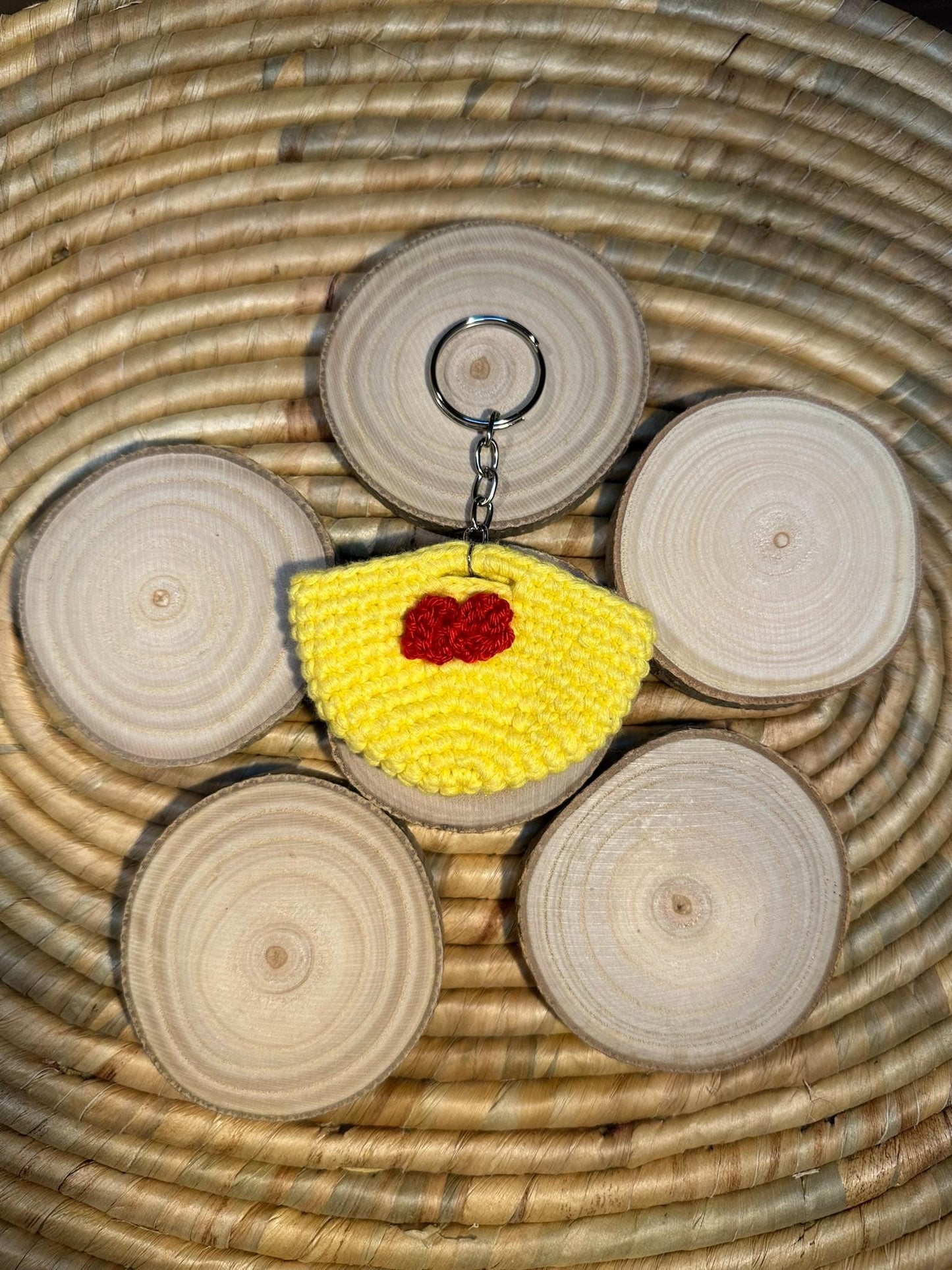 Mini Crochet Bag Keychain, Handmade Purse Charm, Cute Summer Gift, Boho Key Holder, Colorful Key Ring, Cotton Yarn Accessory, Cotton Keyring