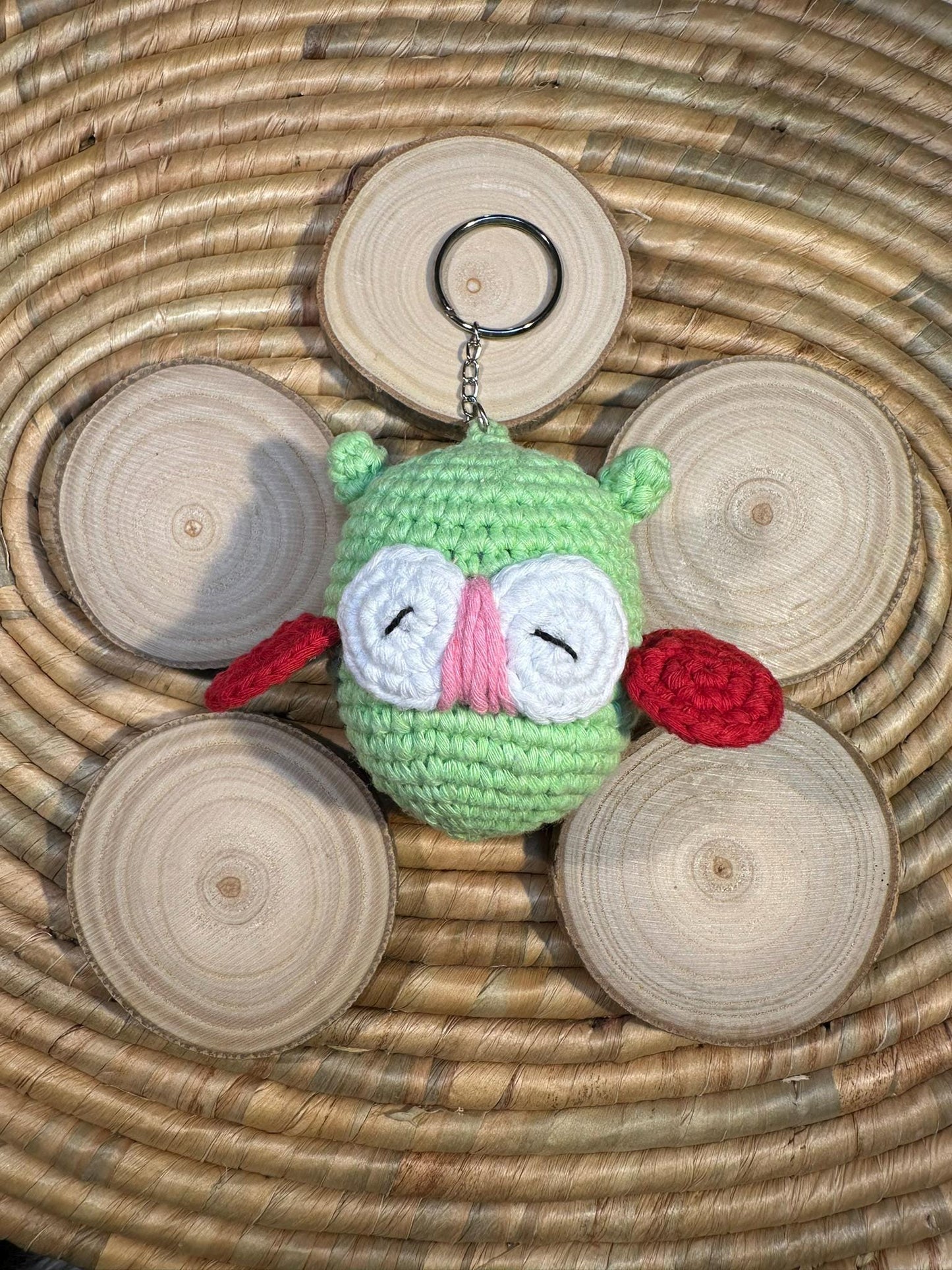 Handmade Owl Cotton Yarn Keychain, Crochet Figured Keychain, Handmade Boho Keyring, Cute Gift Idea