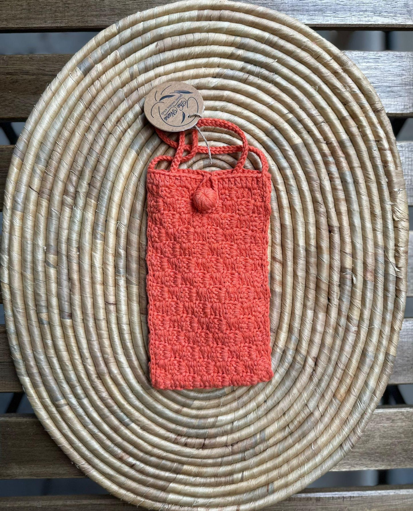 Handmade Cotton Phone Bag, Knitted Crossbody Pouch with Button, 6 Color Options, Lightweight & Stylish Gift Idea
