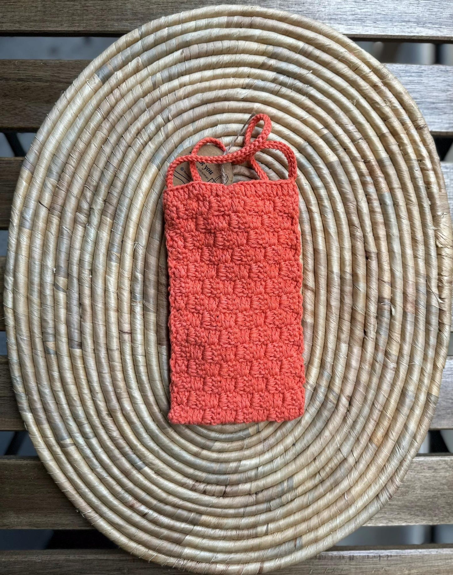 Handmade Cotton Phone Bag, Knitted Crossbody Pouch with Button, 6 Color Options, Lightweight & Stylish Gift Idea