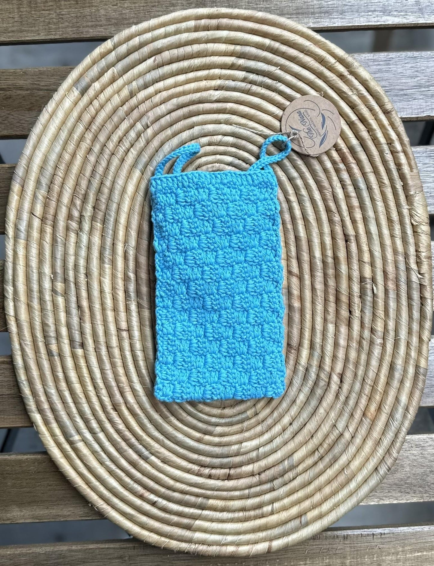 Handmade Cotton Phone Bag, Knitted Crossbody Pouch with Button, 6 Color Options, Lightweight & Stylish Gift Idea