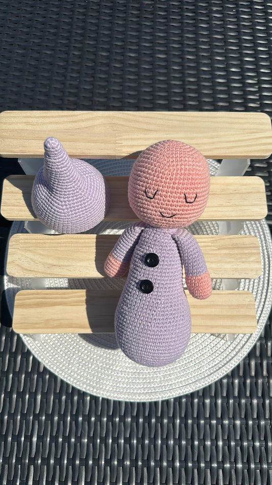 Handmade Sleeping Baby Doll with Adjustable Hat, Cotton Yarn Baby Toy, Newborn Gift, Soft Crochet Doll for Nursery