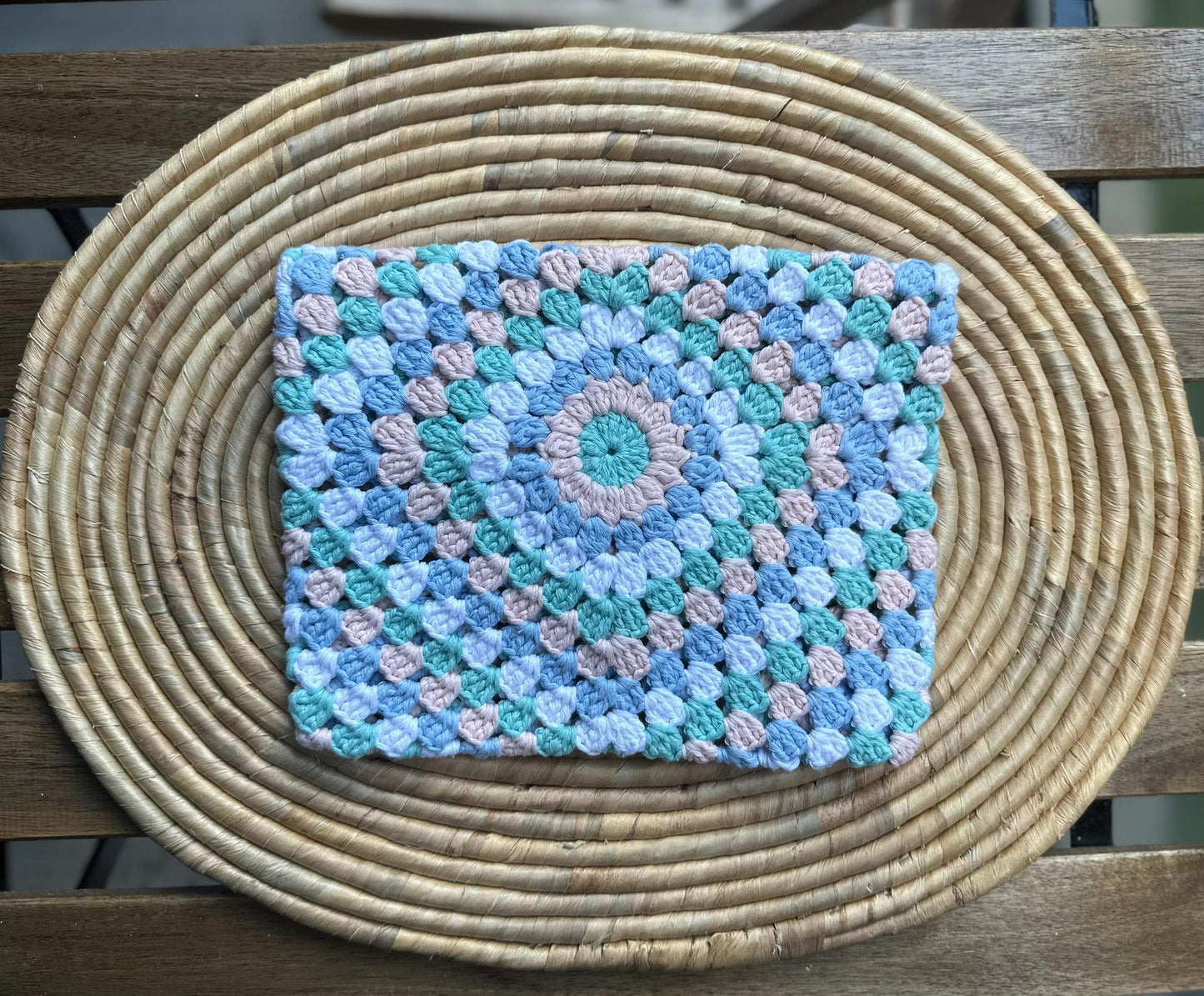 Handmade Crochet Envelope Bag, Soft Cotton Yarn in Pastel Shades, Button Closure, Lightweight Boho Purse for Everyday Use