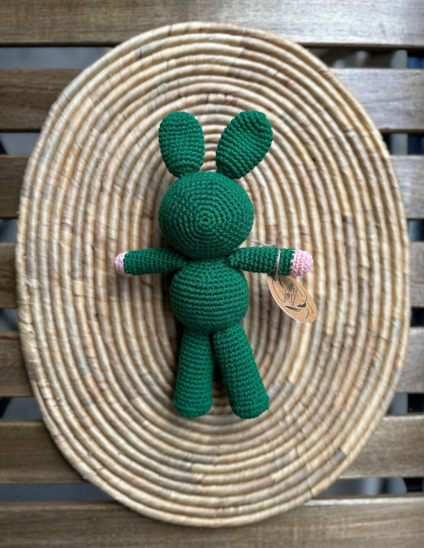 Handmade Crochet Bunny Doll, Soft Cotton Yarn Plush Toy, Eco-Friendly Baby Gift, Cute Knit Animal in 3 Color Options, Kids Gift