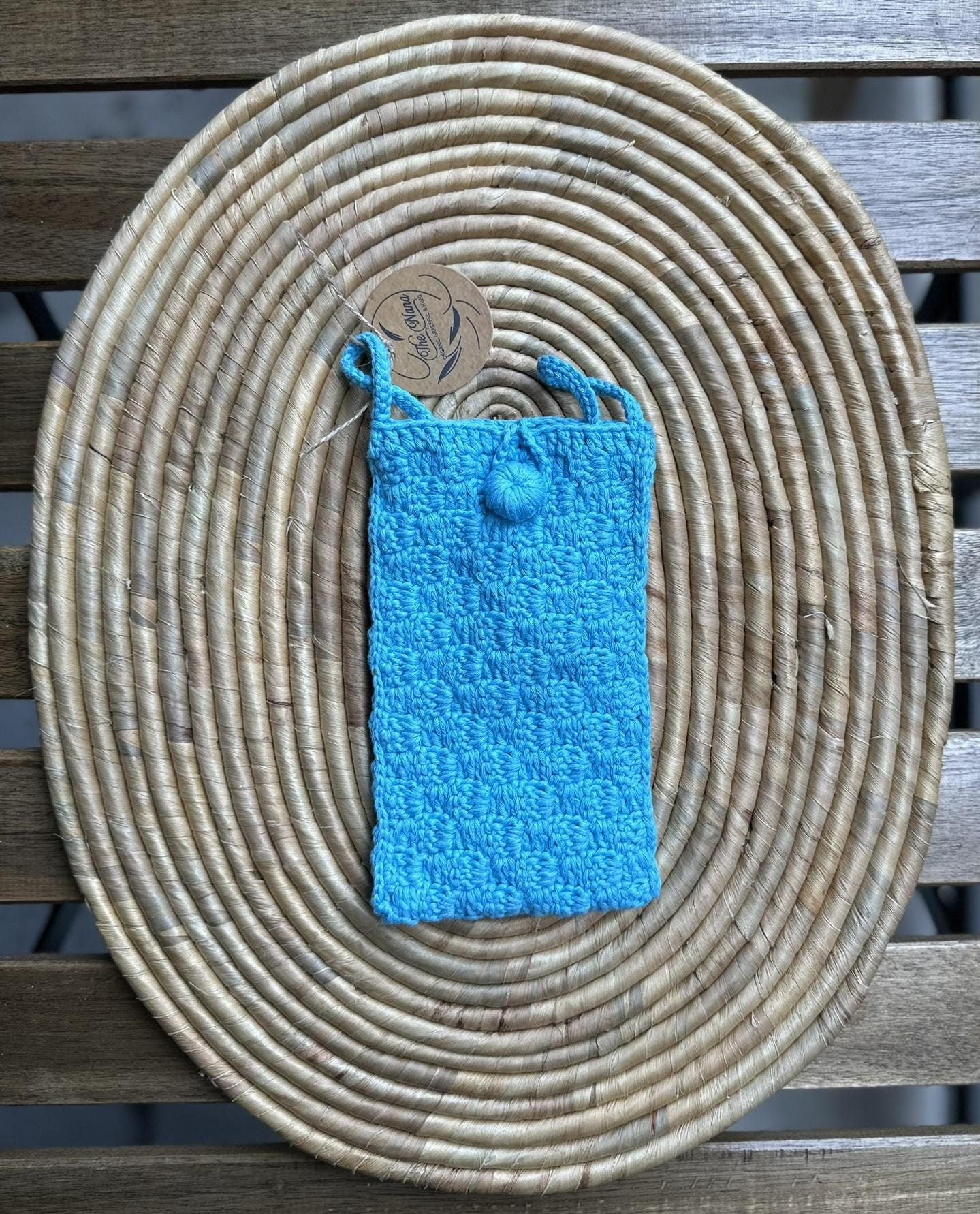 Handmade Cotton Phone Bag, Knitted Crossbody Pouch with Button, 6 Color Options, Lightweight & Stylish Gift Idea