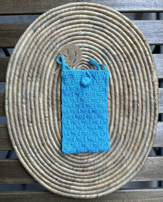 Handmade Cotton Phone Bag, Knitted Crossbody Pouch with Button, 6 Color Options, Lightweight & Stylish Gift Idea