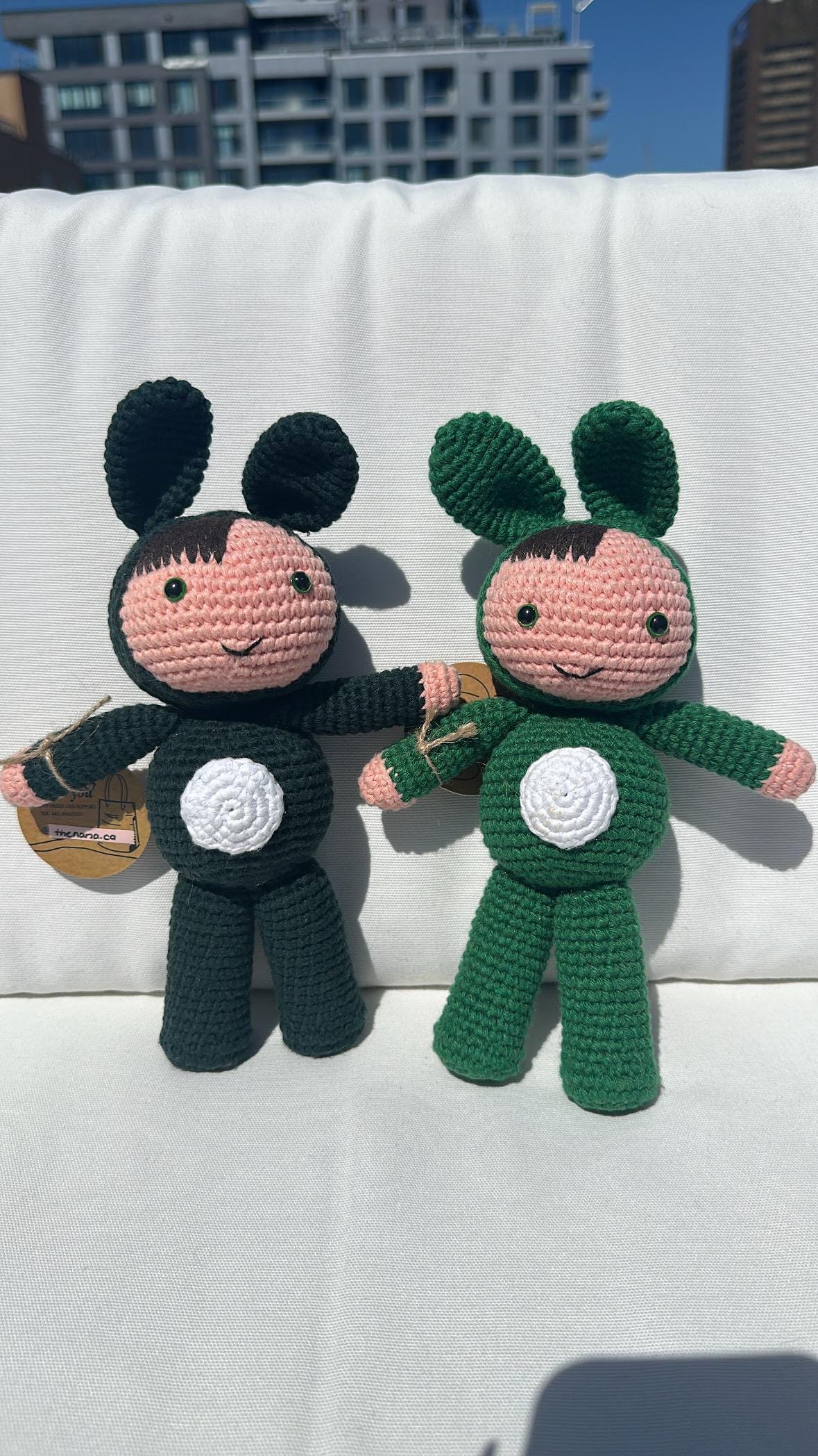 Handmade Crochet Bunny Doll, Soft Cotton Yarn Plush Toy, Eco-Friendly Baby Gift, Cute Knit Animal in 3 Color Options, Kids Gift