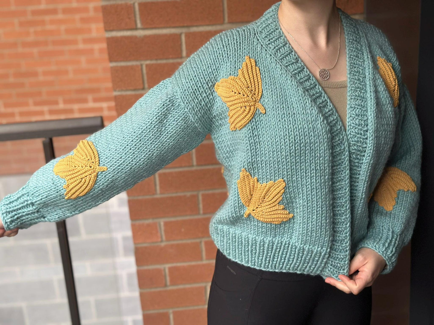 Hand-Knitted Maple Leaf Cardigan - 100% Cotton - Canadian Spirit, Leaf Embroidery Sweater, Crochet Canada Flag Gifts, Knitting
