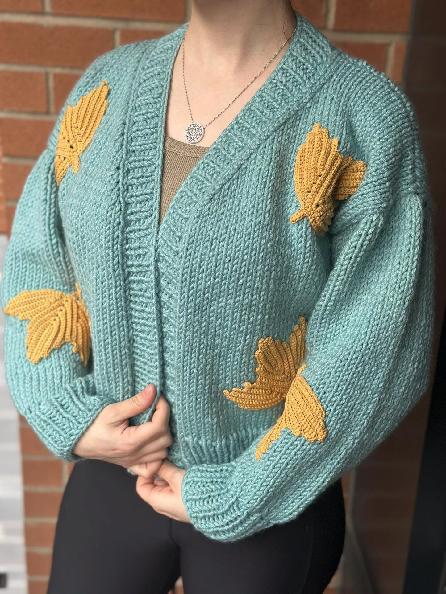 Hand-Knitted Maple Leaf Cardigan - 100% Cotton - Canadian Spirit, Leaf Embroidery Sweater, Crochet Canada Flag Gifts, Knitting