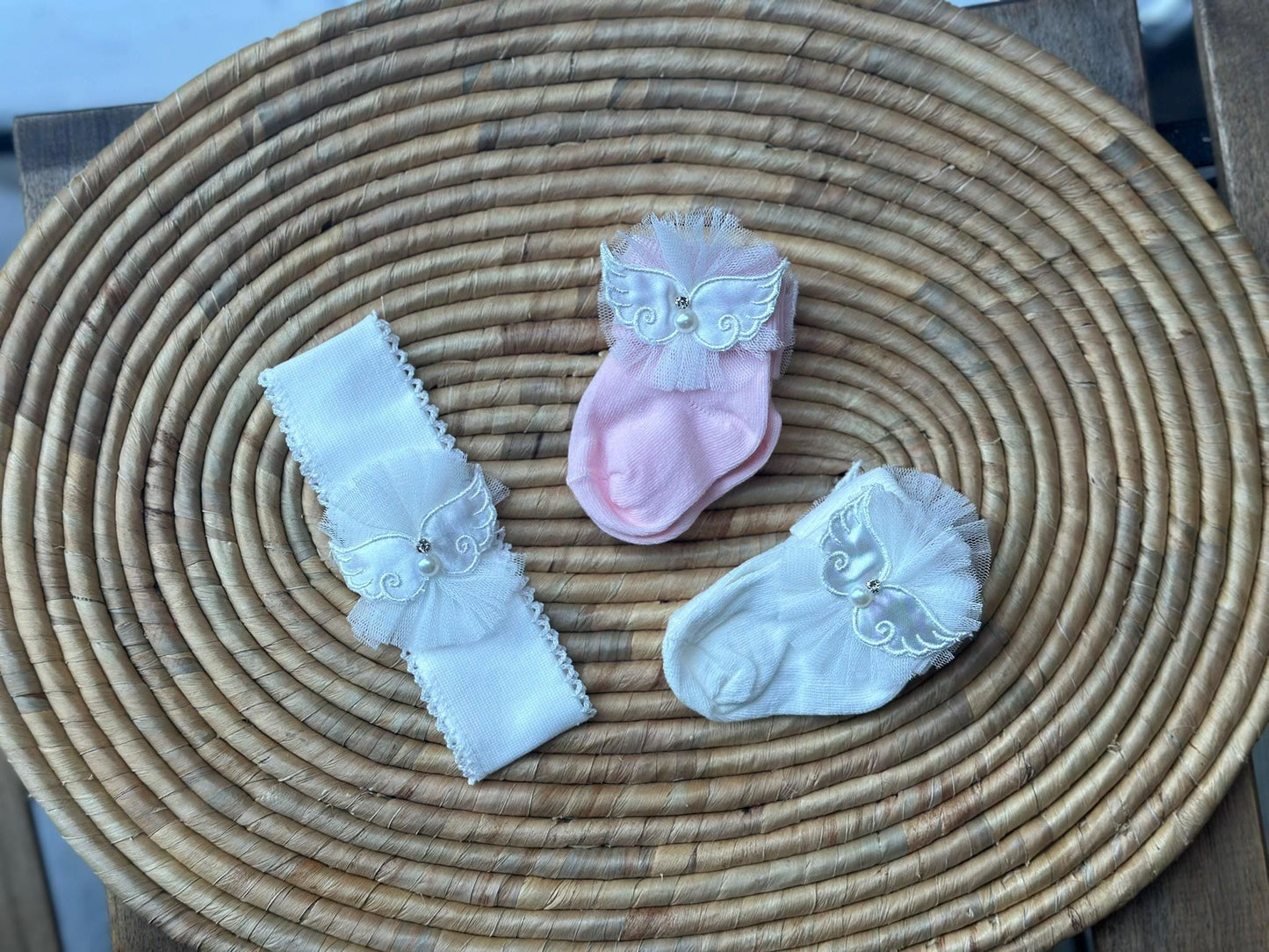 Newborn Baby Gift Set, 5 Piece Soft Cotton Socks and Hairbands, Adorable Handmade Accessories for Baby Girls and Boys
