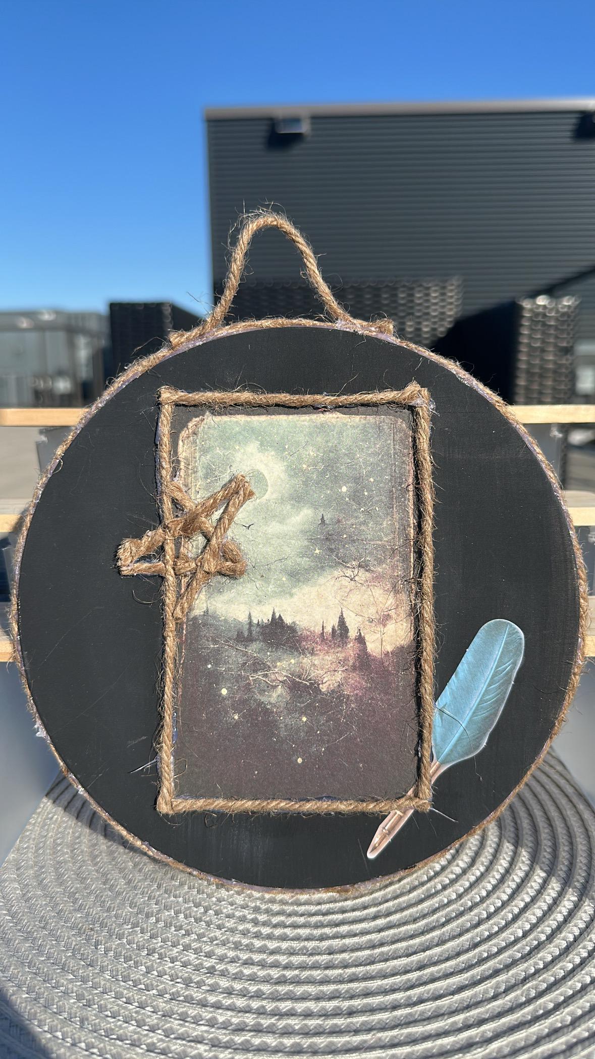 Witchy Forest Wall Art, Double-Sided Mystical Hanging with Ravens, Trees & Lace, Pagan, Gothic, Nature Decor. Handmade, Witch Spirit