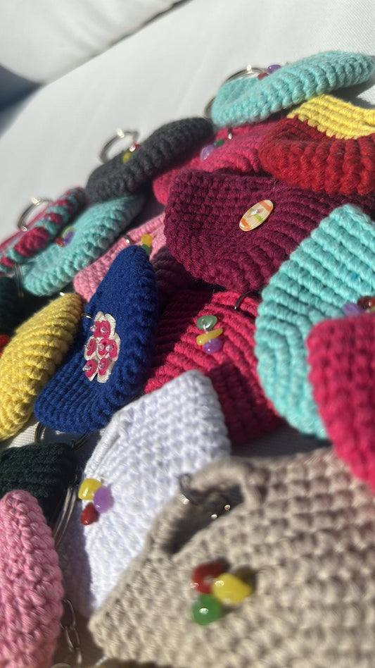 Mini Crochet Bag Keychain, Handmade Purse Charm, Cute Summer Gift, Boho Key Holder, Colorful Key Ring, Cotton Yarn Accessory, Cotton Keyring
