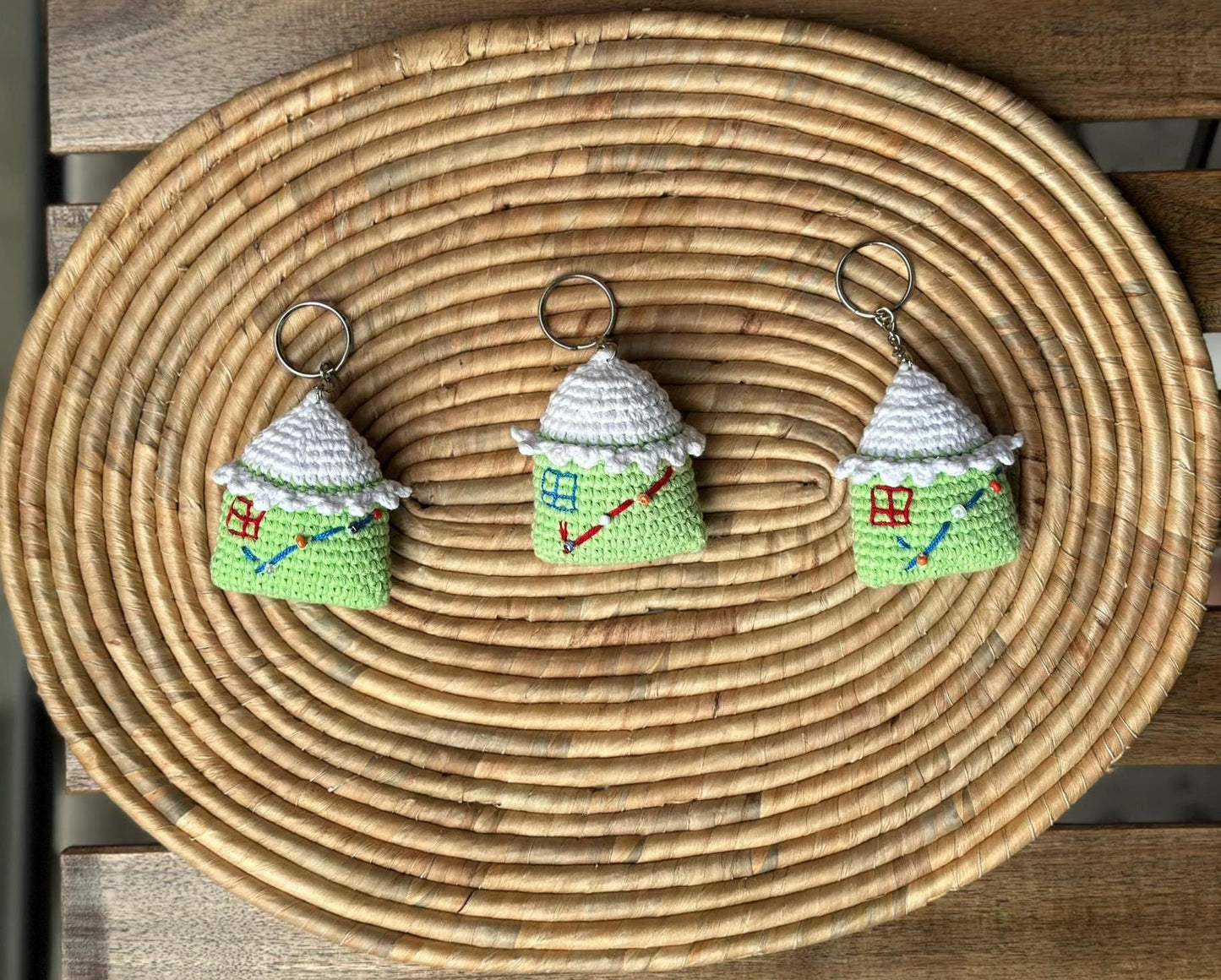 Charming Handmade Cotton Yarn House Keychains - Perfect Gift for Loved Ones
