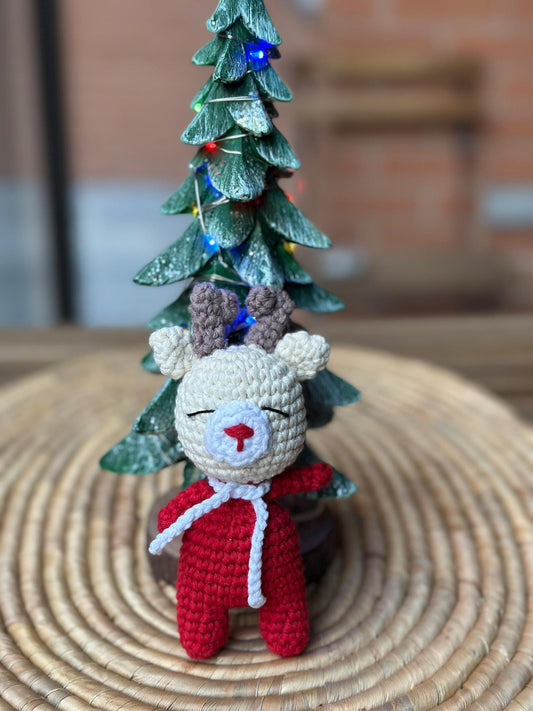 Handmade Mini Reindeer Plushies, Cute Canadian Christmas Decor, Small Soft Toy, Holiday Gift, Winter Nursery Decor