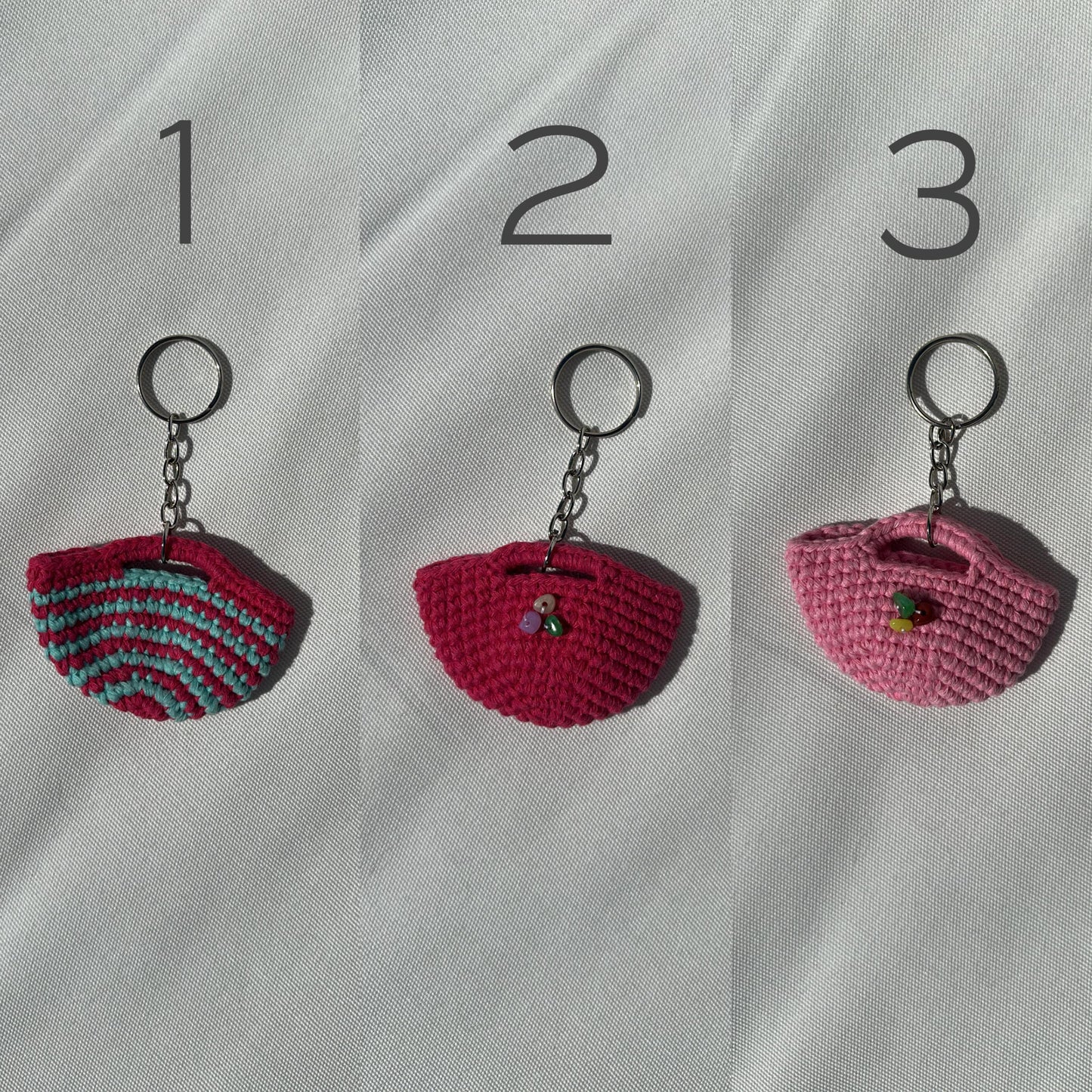 Mini Crochet Bag Keychain, Handmade Purse Charm, Cute Summer Gift, Boho Key Holder, Colorful Key Ring, Cotton Yarn Accessory, Cotton Keyring
