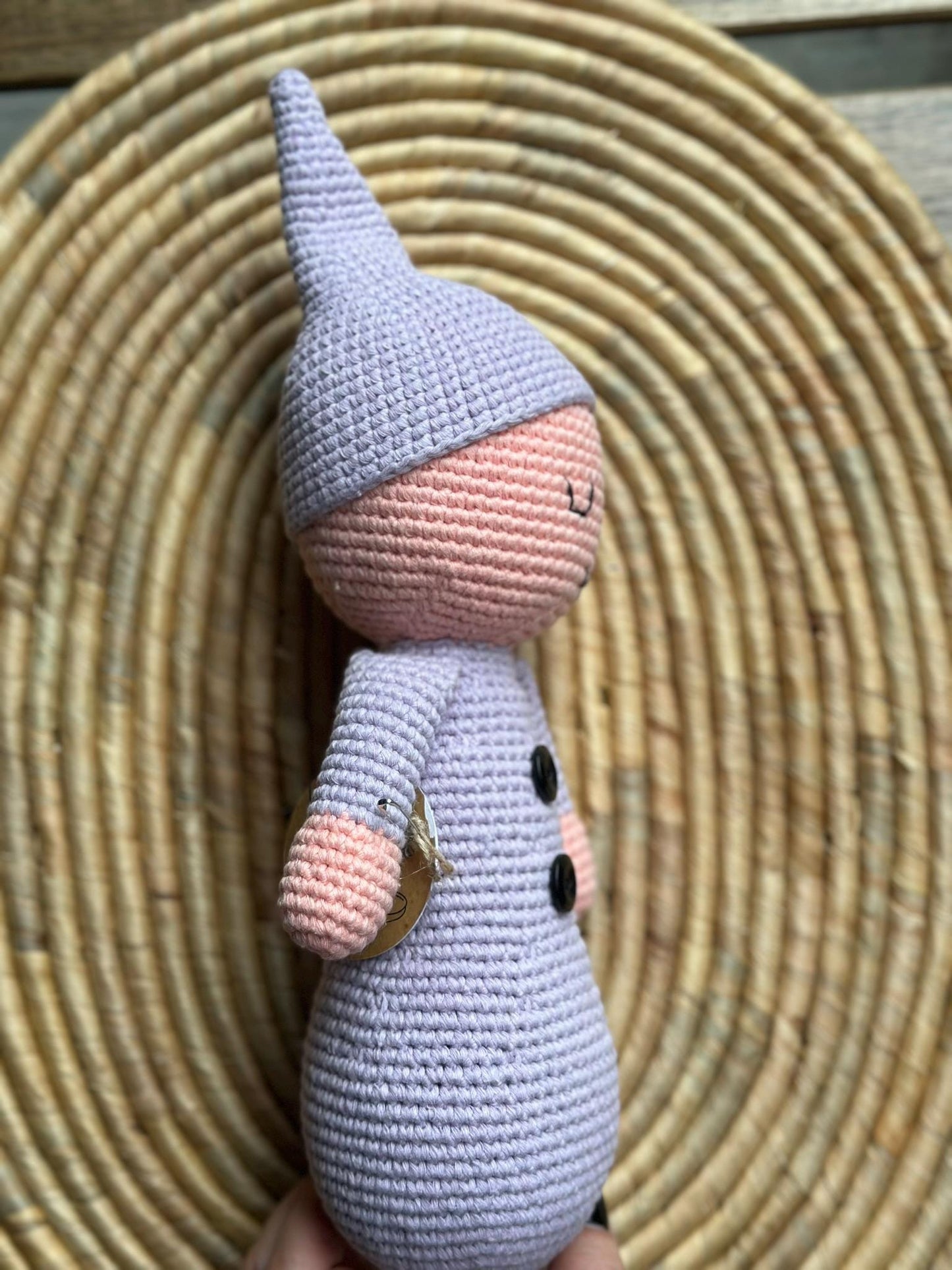 Handmade Sleeping Baby Doll with Adjustable Hat, Cotton Yarn Baby Toy, Newborn Gift, Soft Crochet Doll for Nursery