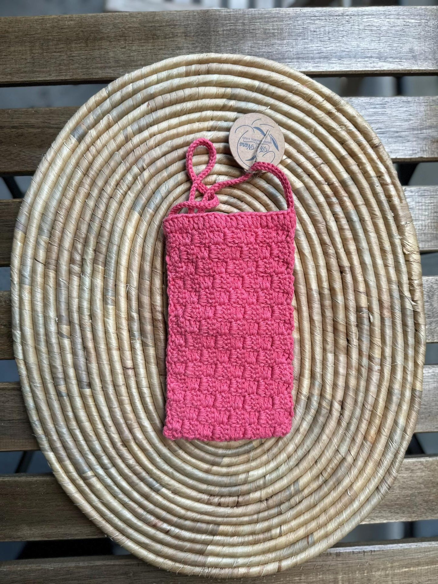 Handmade Cotton Phone Bag, Knitted Crossbody Pouch with Button, 6 Color Options, Lightweight & Stylish Gift Idea