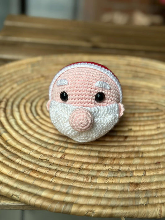 Handmade Santa Claus Figure, Cotton Yarn Christmas Decor, Adjustable Hat, Amigurumi Holiday Gift, Xmas Shelf Ornament