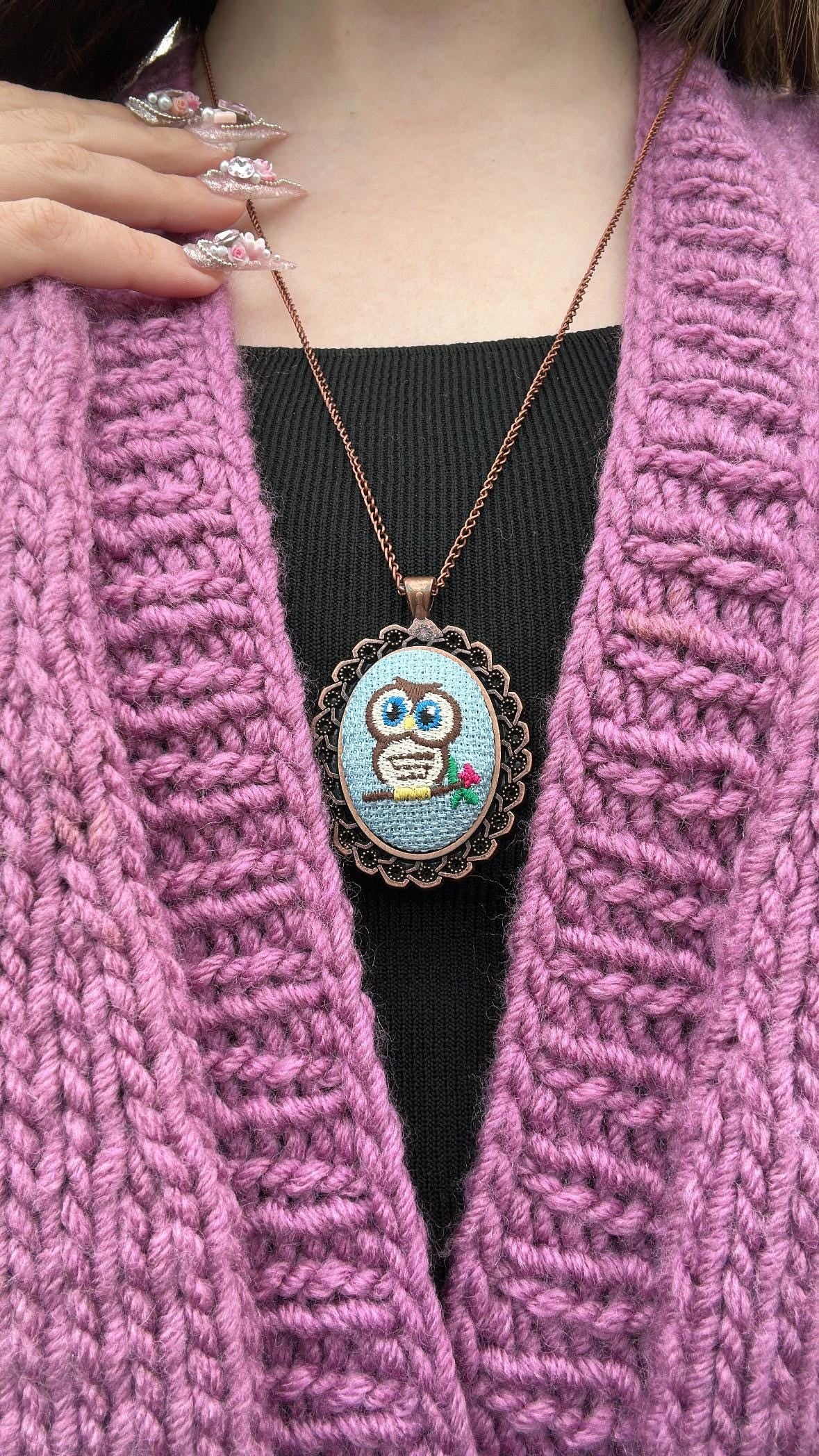 Embroidered Necklace Enchanted ISTANBUL, Floral Pendant, Hand Embroidered Charm, Jewelry Gift For Her