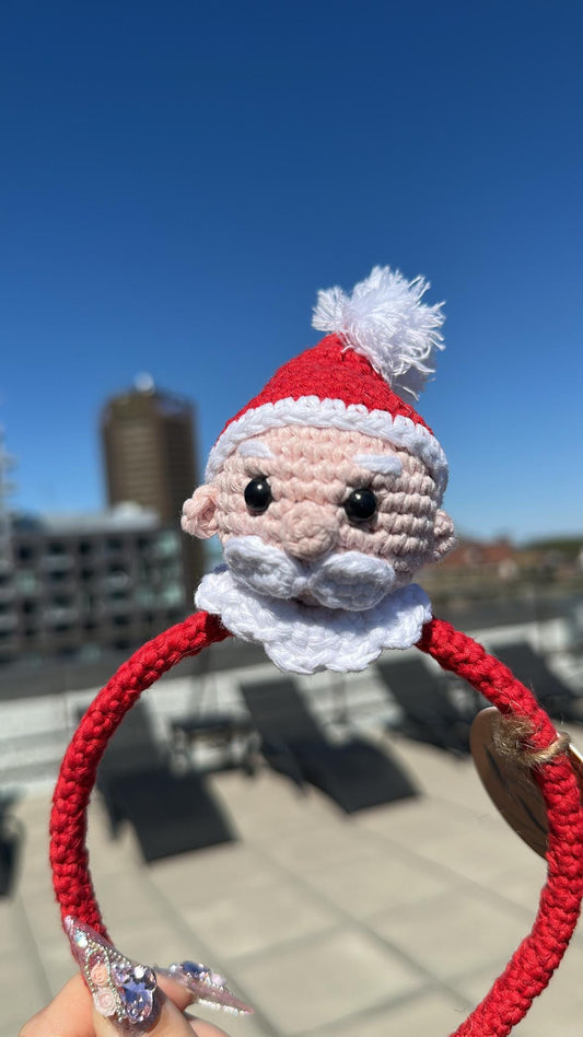 Handmade Crochet Santa Claus Hairband,  Festive Cotton Yarn Christmas Headband, New Year, Gift