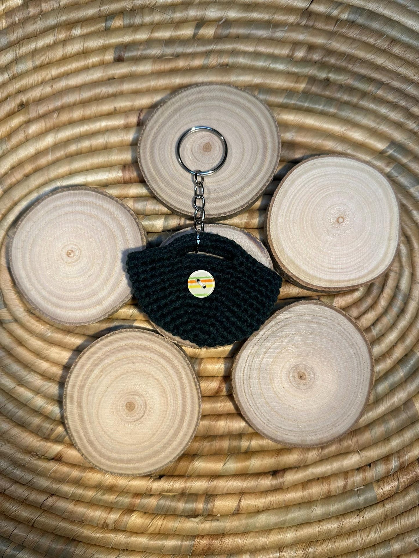Mini Crochet Bag Keychain, Handmade Purse Charm, Cute Summer Gift, Boho Key Holder, Colorful Key Ring, Cotton Yarn Accessory, Cotton Keyring